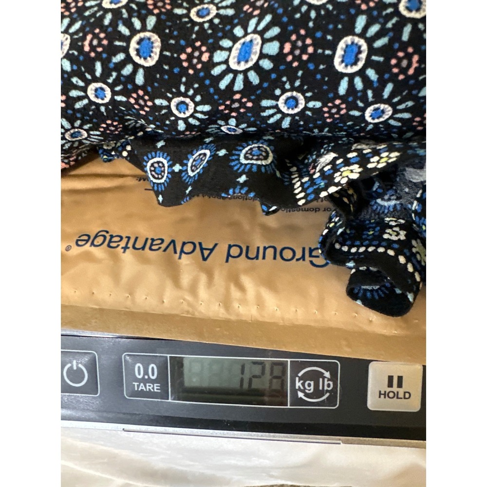 LOFT Patchwork Print Long Sleeve Shift Dress Black Blue Yellow Women's Size 14 - Picture 8 of 8